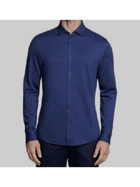 Michael Kors Men BLUE Dress Shirt Size 15X32/33 Slim Fit Stretch Cotton MSRP $70